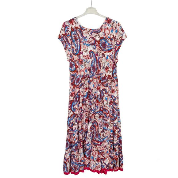 Soft Surroundings Kara Maxi Dress Women's 2X Red Paisley Scoop Neck Tiered NWT - Picture 3 of 8